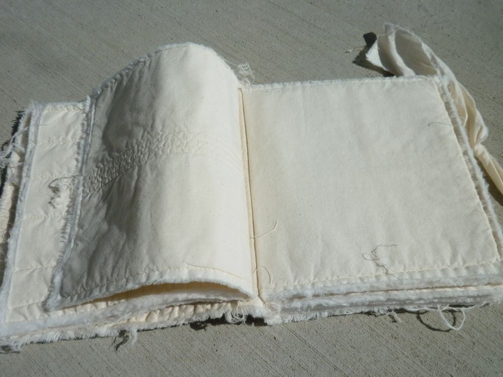 Dreams Fabric Journal blank book Quilted muslin cotton ragged