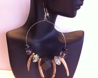 African Inspired Beaded hoop earrings