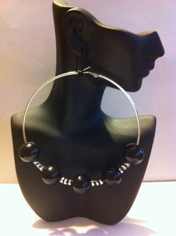 Items similar to Basketball Wives inspired Beaded hoop Earrings 15 OFF