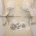 Miranda Vintage Alencon Lace Wedding Gown Belt with Crystal Brooch, Sash - CC031