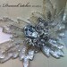 Anastasia Beaded Double flower Ivory Glam Sash w/satin double texture ribbon - L003