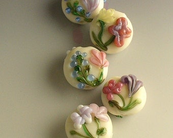 Lampwork Glass Beads SRA Come Into My Garden by Catalina Glass