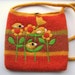 Felted large bag purse orange yellow wool handbag shoulderbag hand knit needle felt yellow birdies birds