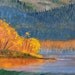 Landscape Painting, Oil Painting, Autumn Lake and Trees, Small Format 8x10, Original Wall Decor, Blue and Orange