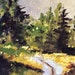 Landscape Painting, Original, Forest, Road, Small Oil Painting, 5x7, Canvas, Green, Gold