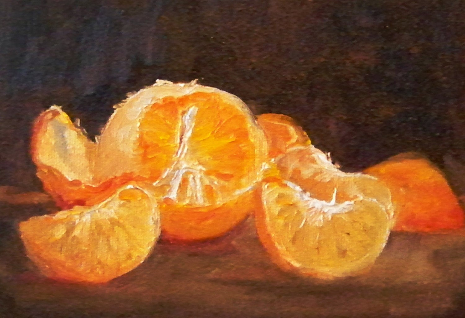 Peeled Orange  Original Still Life Oil  Painting  on Canvas 5x7