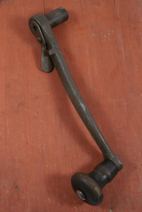 Antique Iron and Wood Crank Handle 8 in.