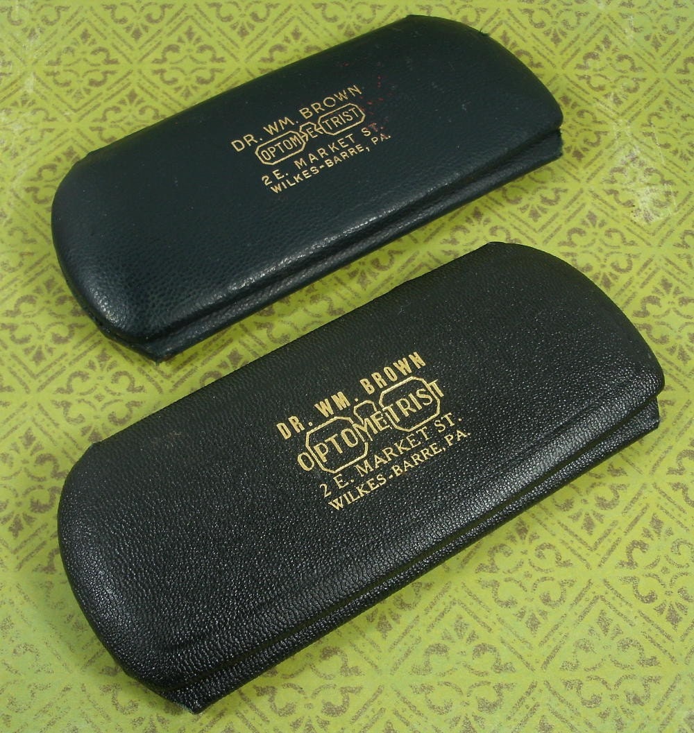 Pair Vintage Eyeglasses Cases Only Dr. Brown Wilkes Barre PA
