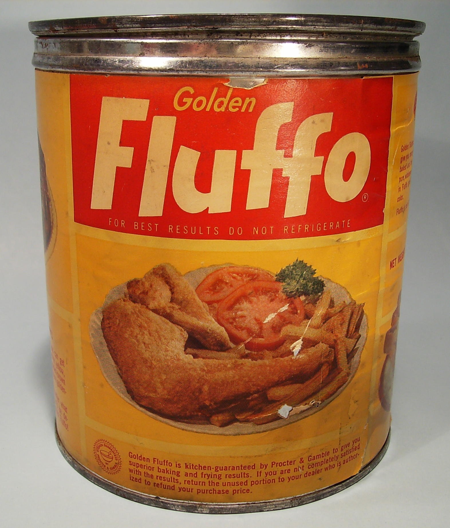 Large Vintage FLUFFO Shortening Tin Bright Red and by madampickay