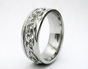 mens celtic wedding band handmade love knot braid ring in sterling silver or white gold - Mens Claddagh Wedding Ring mens celtic wedding band handmade love knot braid ring in sterling silver or white gold - Mens Claddagh Wedding Ring