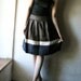 Linen Skirt, Knee length Pleated striped womens skirt