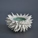Copper Blue Sea Urchin Bowl - White Ceramic Vessel Sculpture Art Decor