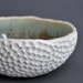 SALE - Lagoon Hive Textured Bowl - Porcelain Dish White Green Blue