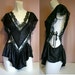 Vintage 80's LINGERIE - Sexy BLACK Pin Stripe & Lace Negligee