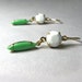 Opaque White Green Earrings, Vintage Round Navette Jewels, 14K Gold Fill Ear Wires, Spring Fashion