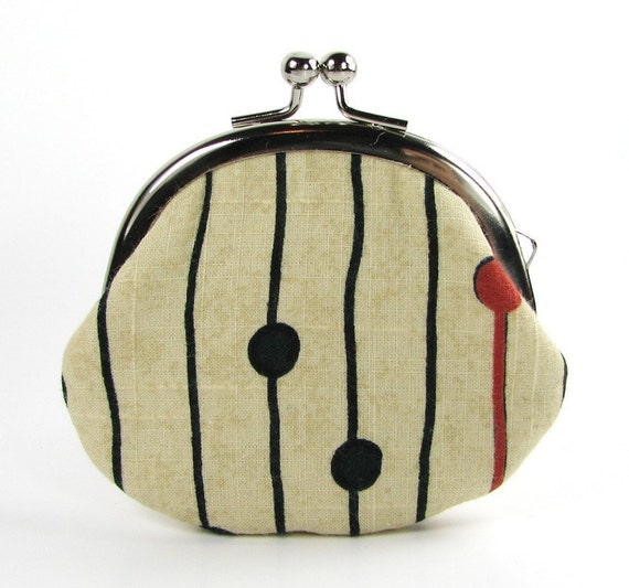 Small Coin Purse Stripes and Balls Wheat