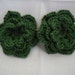 Pair of Dark Sage Green 3D Crocheted Flower Appliques - Pine Evergreen Forest - No Animal Fibers - Perfect for Hair Clips