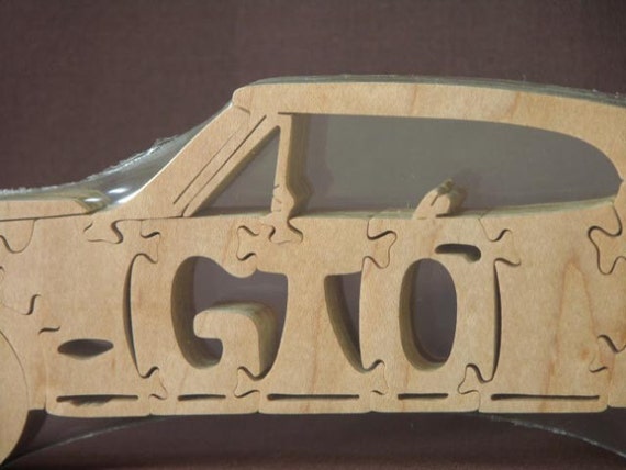 Vintage Pontiac Gto Car Puzzle Wooden Toy Hand Cut With Scroll 