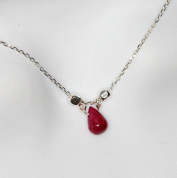 Ruby and Fine Sterling Silver Chain Necklace by NevadaLadyJ
