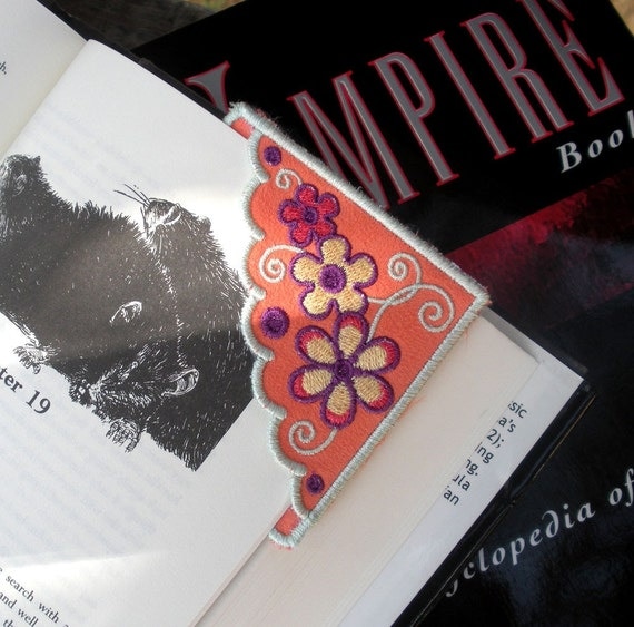 Embroidered Fabric Corner Bookmark