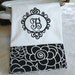 Monogrammed Kitchen Towel, Personalized Dish Towel, Black Floral