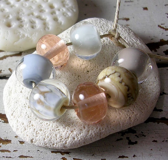 Organic Handmade Glass Lampwork Beads Vintage Beach