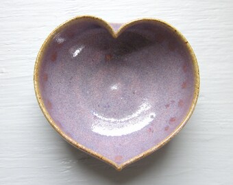 purple ceramic heart bowl - 3 inches