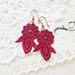 Violet Lace Earrings Wine Red White -Veralia - Gold Glitter Bridal Fiber Dangle