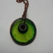 Apple Green Recycled Glass Modern Copper Round Necklace