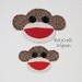 Sock Monkey Applique, Sock Monkey Embellishment, Scrapbook Sock Monkey, Sock Monkey, Fabric Sock Monkey -Made to OrderMade to Order