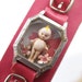 Kewpie Cutie Bracelet Hot Pink Wrist Watch Assemblage Bracelet