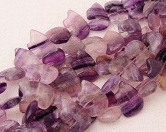 Six Purple Fluorite Zuni Style Bear Fetish Beads Indigo Violet Striped Gemstone Mint Lilac Deep Royal Southwestern Totem Animal Lavender