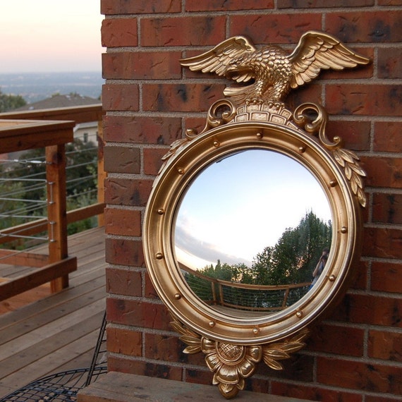 Vintage Syroco convex mirror gold eagle by StephieD on Etsy