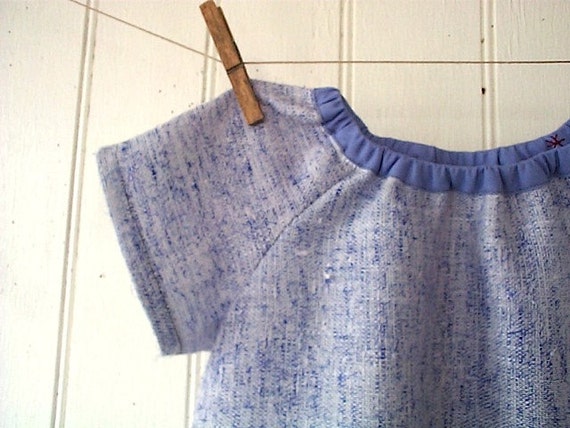 Periwinkle linen dress tunic eco vintage fabric 18m 2 3 4