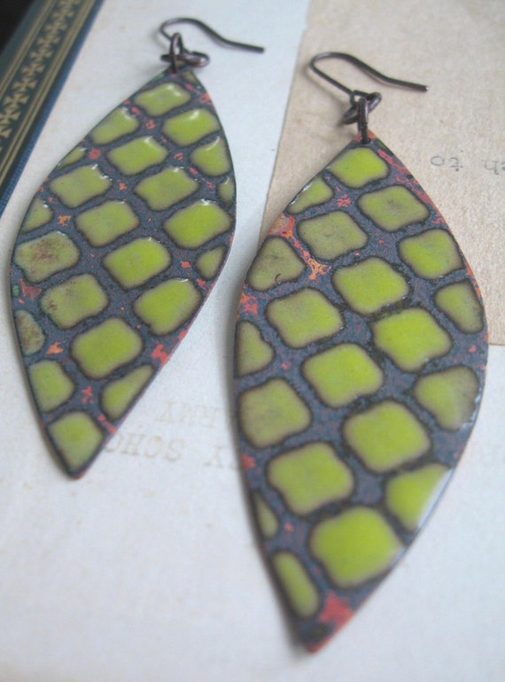 Items similar to Textured Enamel Earrings on Etsy