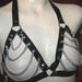 Vintage Fetish Black PVC ORing Bondage Chains Bra S