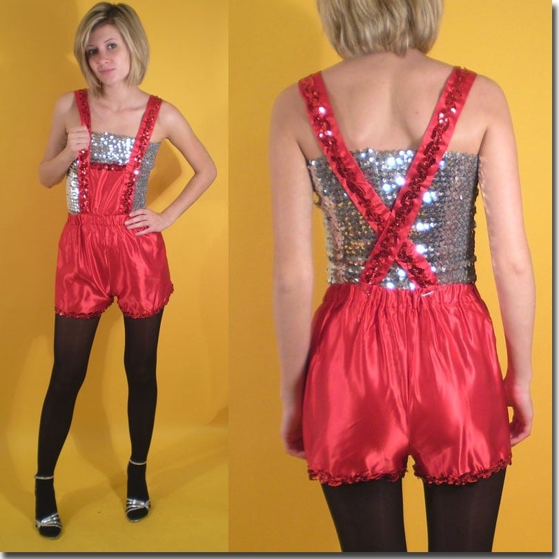 red romper shorts