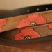 Leather Mandolin Strap - Pink and Antique Black - Poppy Garden Pattern