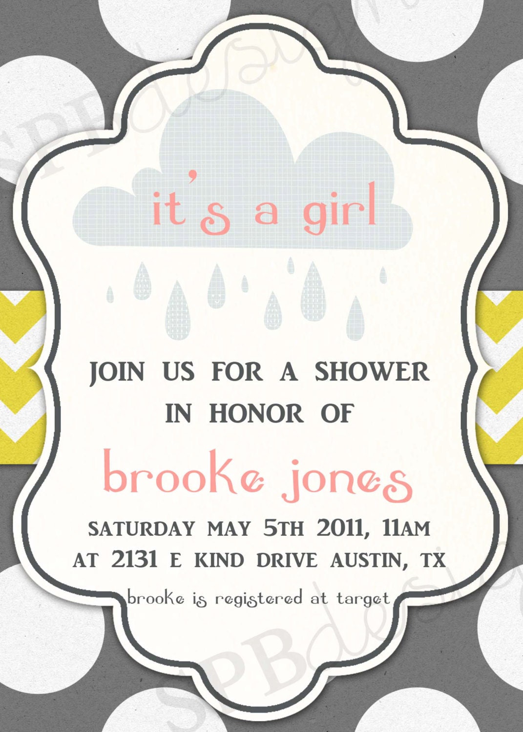 Baby Shower Invitation Rainy Showers GIRL