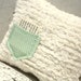 Shabby Chic sage green polka dot pocket on cream chenille tooth fairy pillow for toddler and baby girls by the Paisley Moon on Etsy
