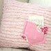 Tooth pillow, Girl tooth fairy pillow, Shabby chic Pink chenille with pink and aqua flower pocket toothfairy pillow for girls