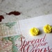 Yellow earring, Vintage flower cabochon earrings, Yellow resin flower earrings