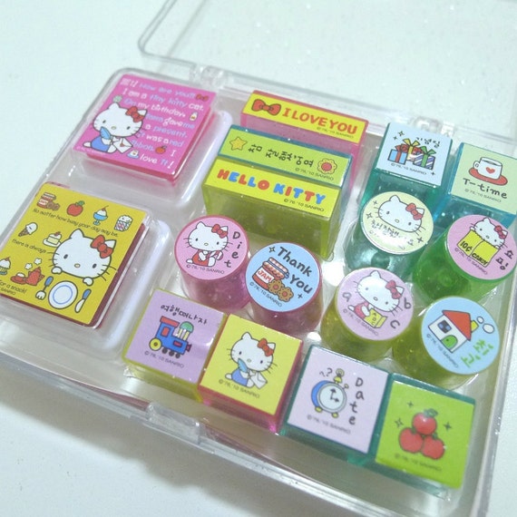 Kawaii Sanrio Hello Kitty rubber stamps and pads by 81giftstation