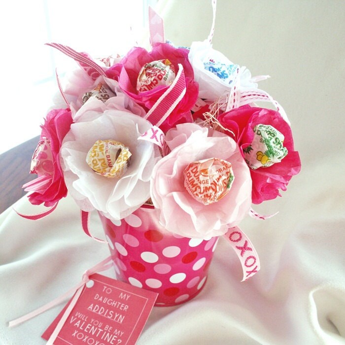 Tissue Paper Flowers Personalized Party Favor Lollipop Sucker