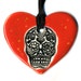 Day of the Dead Skull Ceramic Necklace in Speckled Red