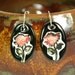 Red Rose Ceramic Earrings in Black