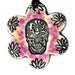 Day of the Dead Skull Flower Ceramic Necklace in Pink