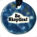 Be Skeptical Ceramic Necklace in Speckled Blue