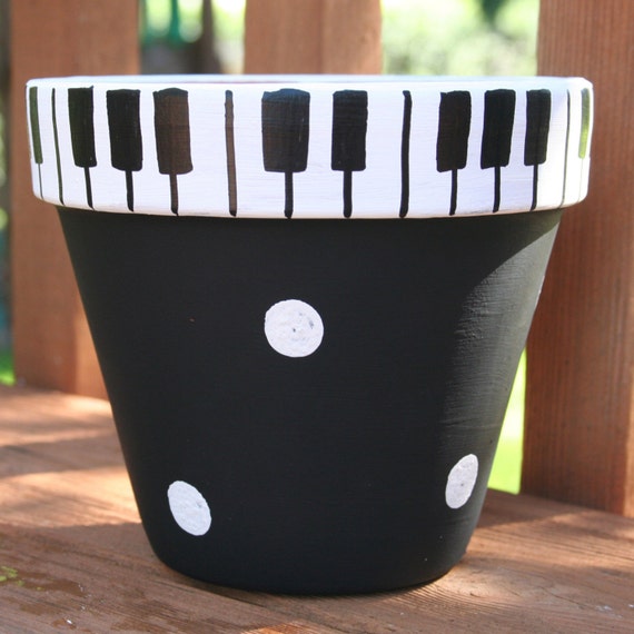 Items similar to Piano Keys 6-Inch Hand-Painted Flower Pot FREE