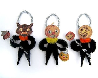 Halloween Chenille Ornaments - Primitive Halloween Decor